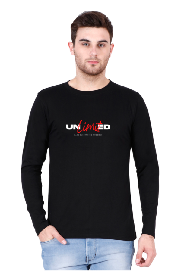 Typography Full Sleeve Black T-Shirt | Bigarcher